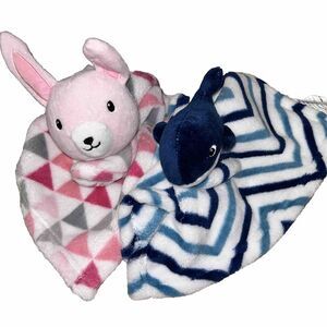 Bunny & Whale Security Lovey Blankets Baby Toys SL Home RN 119741 Chevron Lot 2